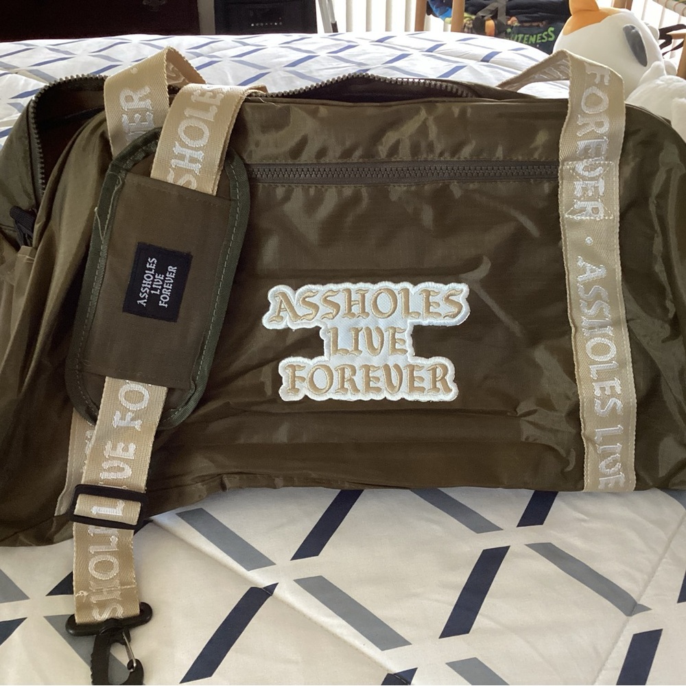 Assholes Live Forever Olive Duffel Bag